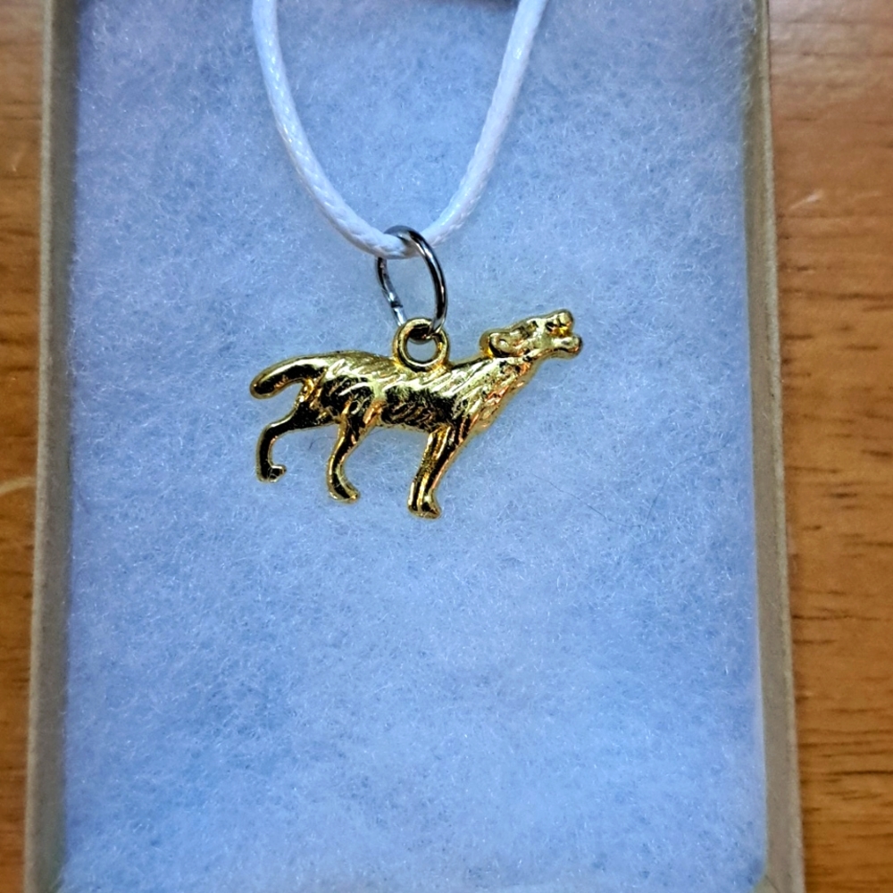 Gold Howling Wolf Necklace